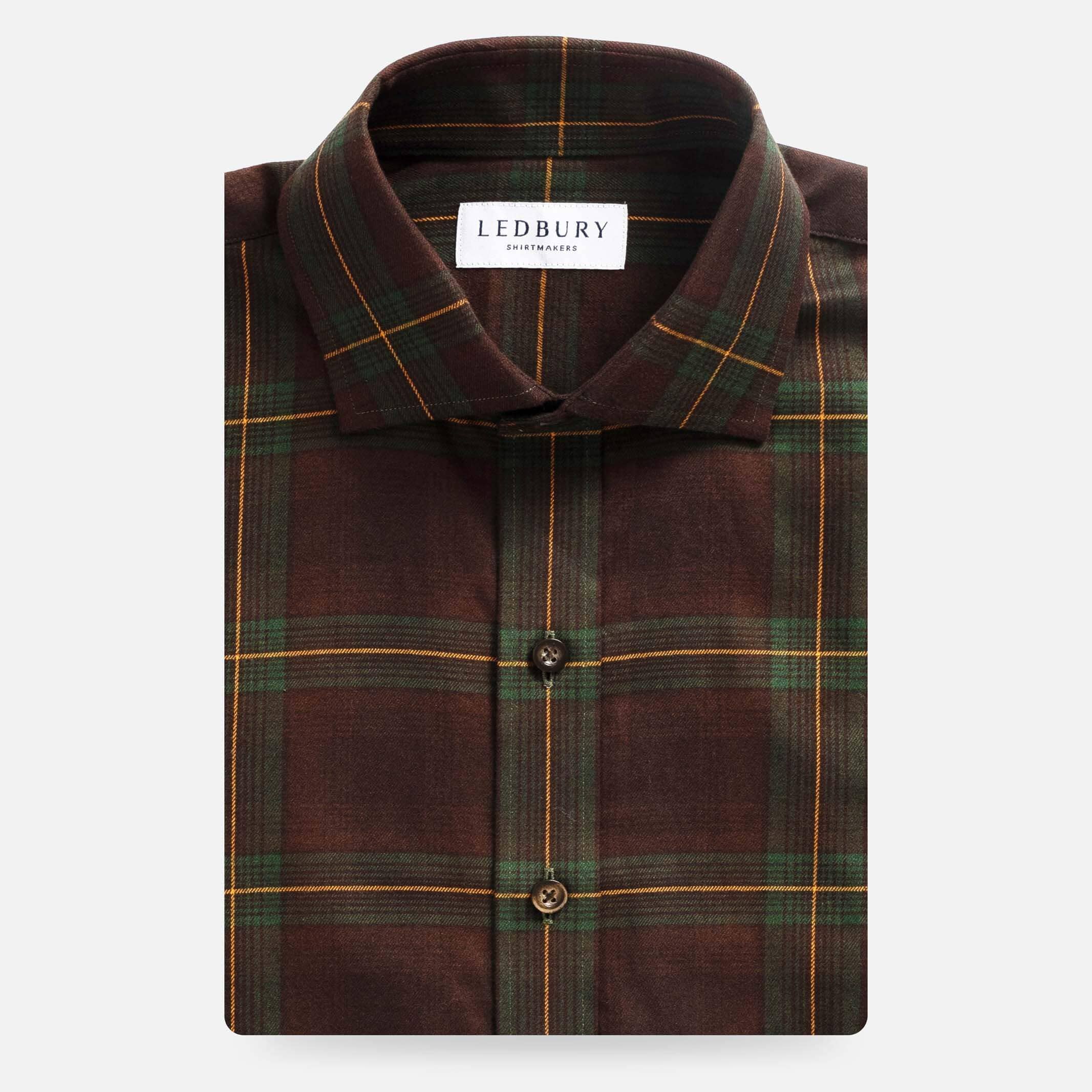 The Dark Brown Woodly Plaid Custom Shirt Custom Casual Shirt- Ledbury