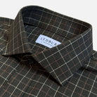 The Dark Olive Ronald Windowpane Custom Shirt Custom Casual Shirt- Ledbury