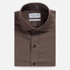 Soft brown Merino wool dress shirt - Ledbury Reda stretch performance fabric