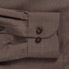 Reda Active Comfort Merino shirt sleeve detail - soft brown with horn buttons