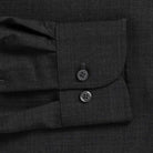 Reda Active Comfort Merino shirt sleeve detail - charcoal with smoke buttons
