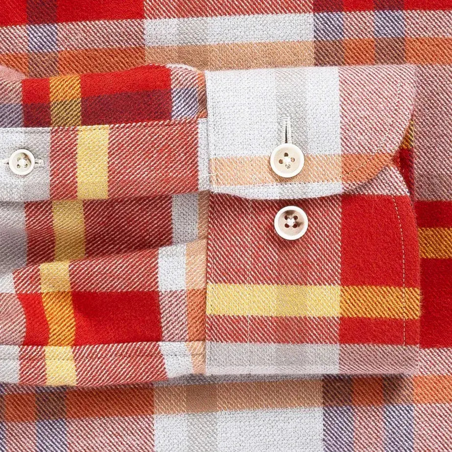 Red Jackman flannel sleeve detail - double button barrel cuff