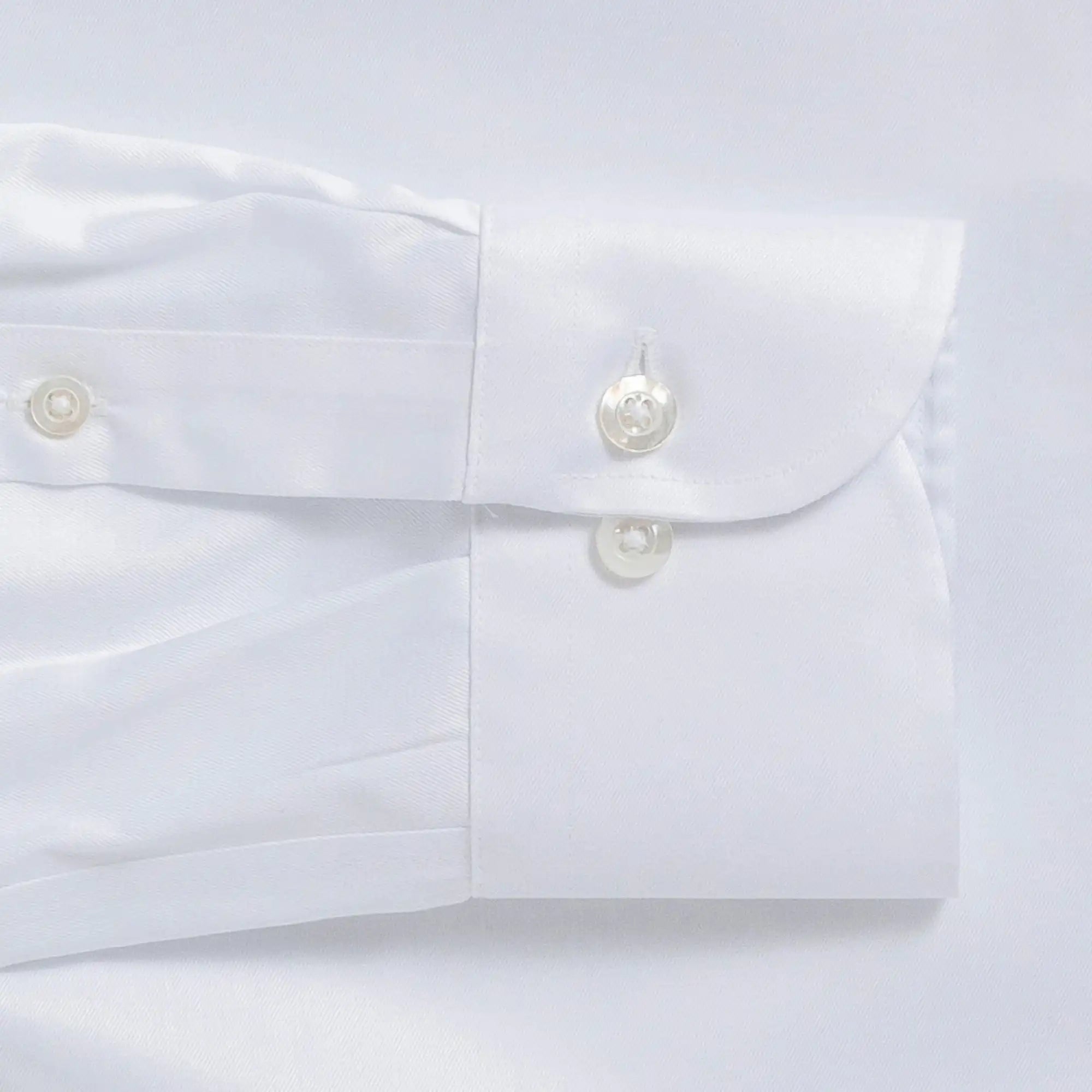 White Thompson custom dress shirt cuff and sleeve detail