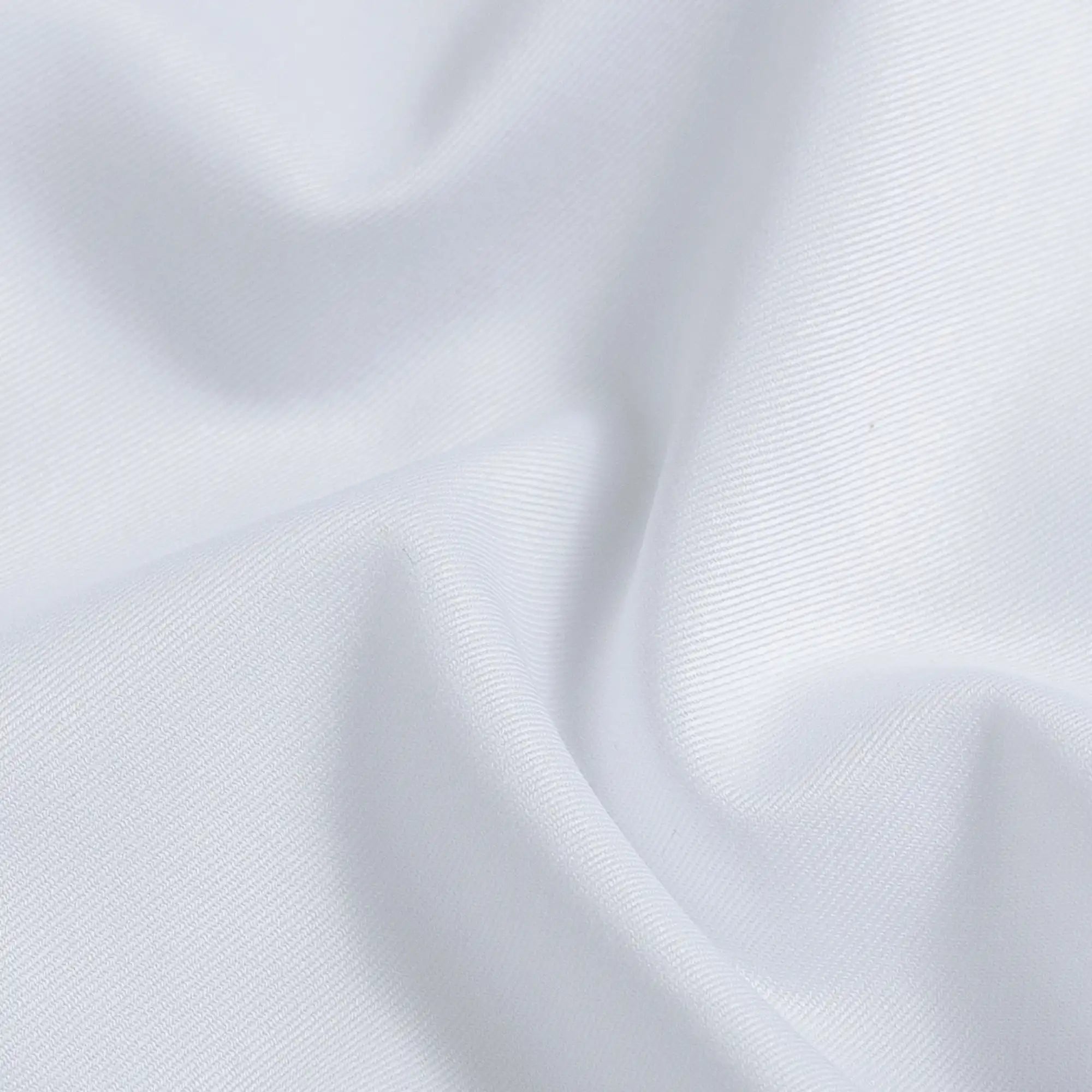 White Thompson comfort stretch twill dress shirt fabric detail close-up