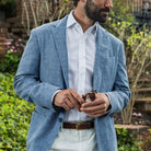 Man wearing white Vento Giro Inglese shirt lifestyle - Ledbury breathable dress shirt
