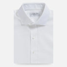 White Giro Inglese open-weave dress shirt front view - Ledbury Vento custom shirt