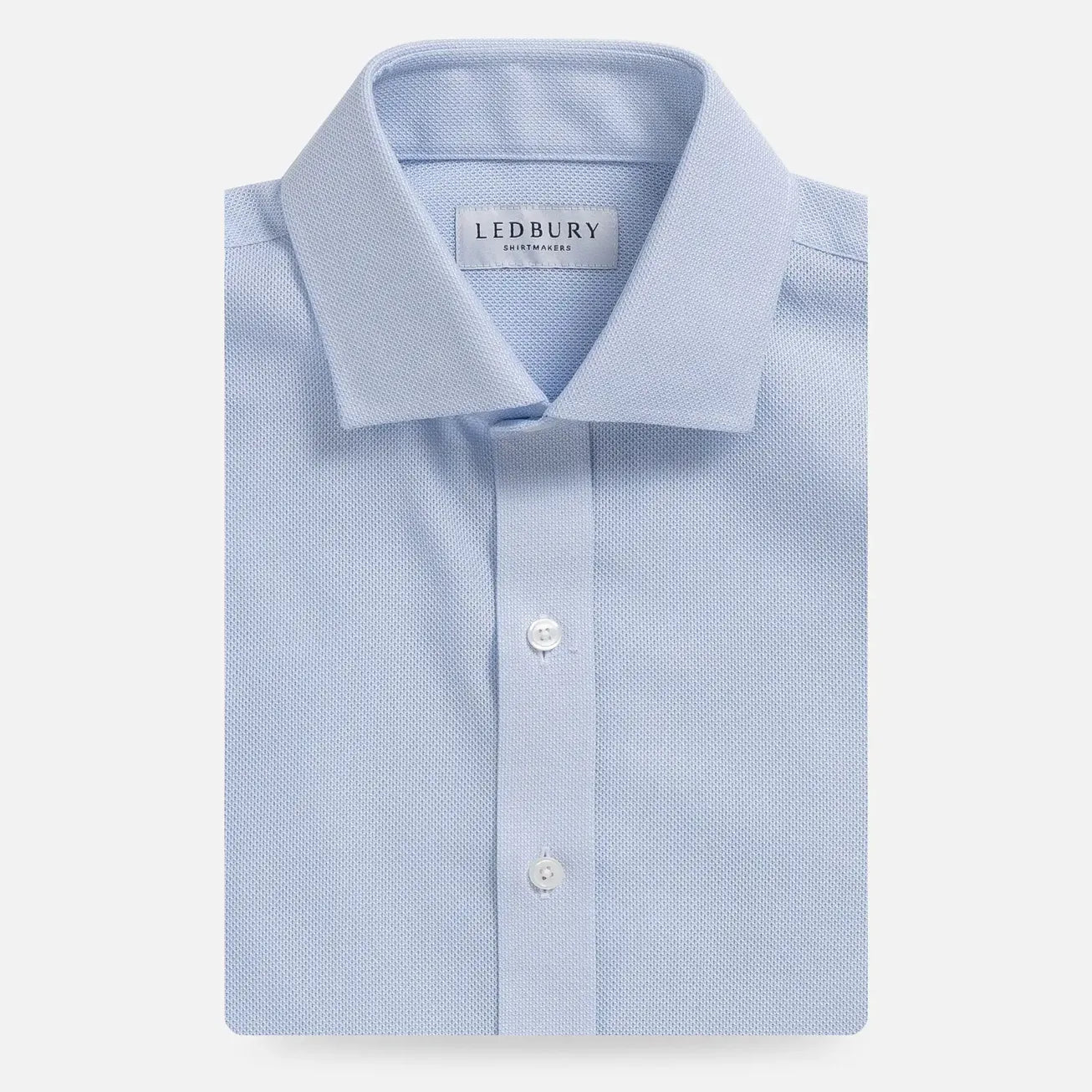 Light blue Giro Inglese custom dress shirt with open-weave mesh texture - Ledbury men's shirting