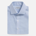 Light blue Giro Inglese custom dress shirt with open-weave mesh texture - Ledbury men's shirting