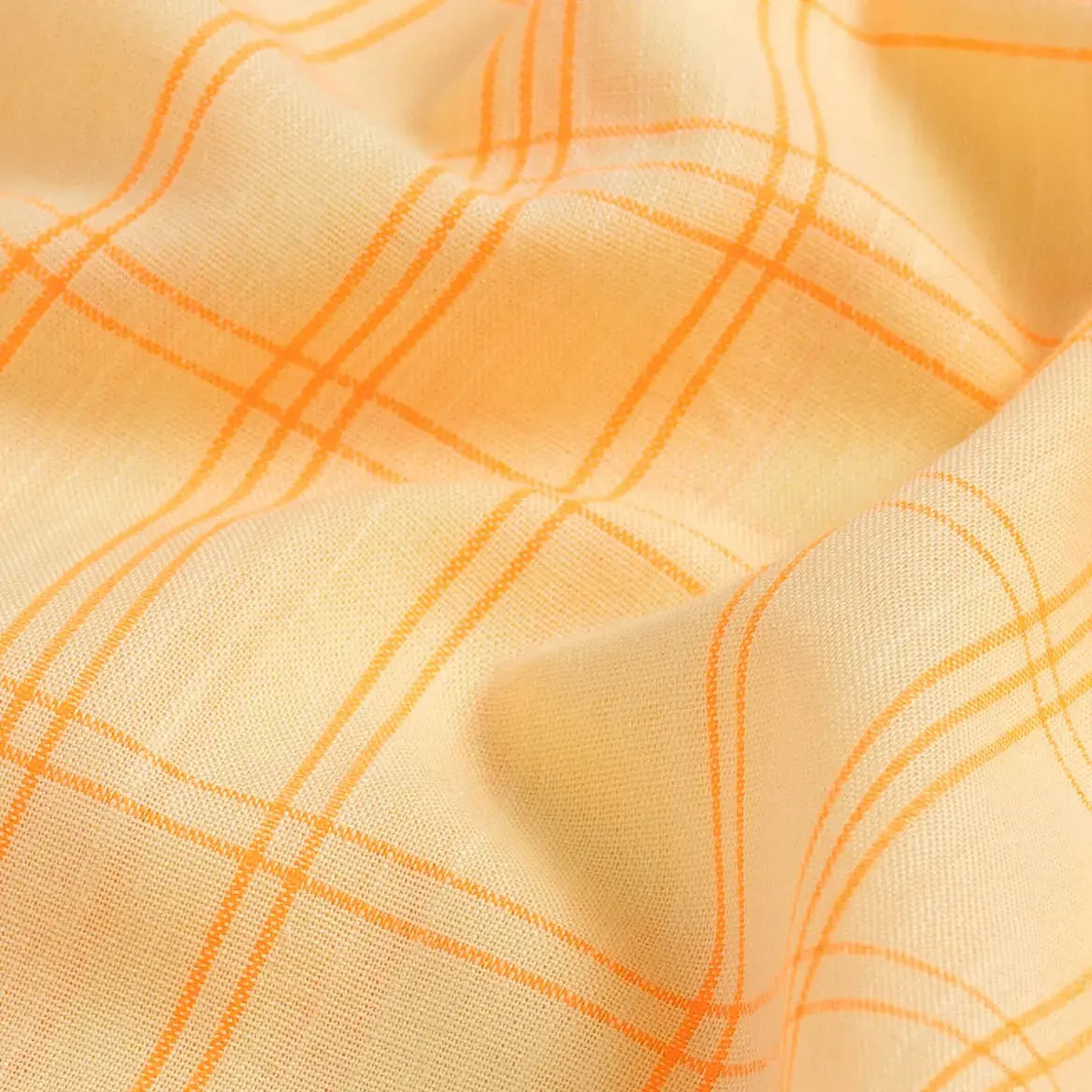 Yellow Torello Check fabric detail — lightweight cotton poplin plain weave