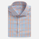 Light blue check custom shirt — front view | Ledbury Torello