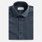 Slate Blue Foxcroft Corduroy custom shirt in midweight cotton micro cord - front view
