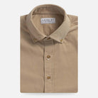 Tan Foxcroft Corduroy custom shirt in midweight cotton micro cord - front view