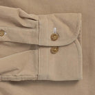 Foxcroft Corduroy shirt sleeve detail - horn khaki buttons and midweight cord fabric