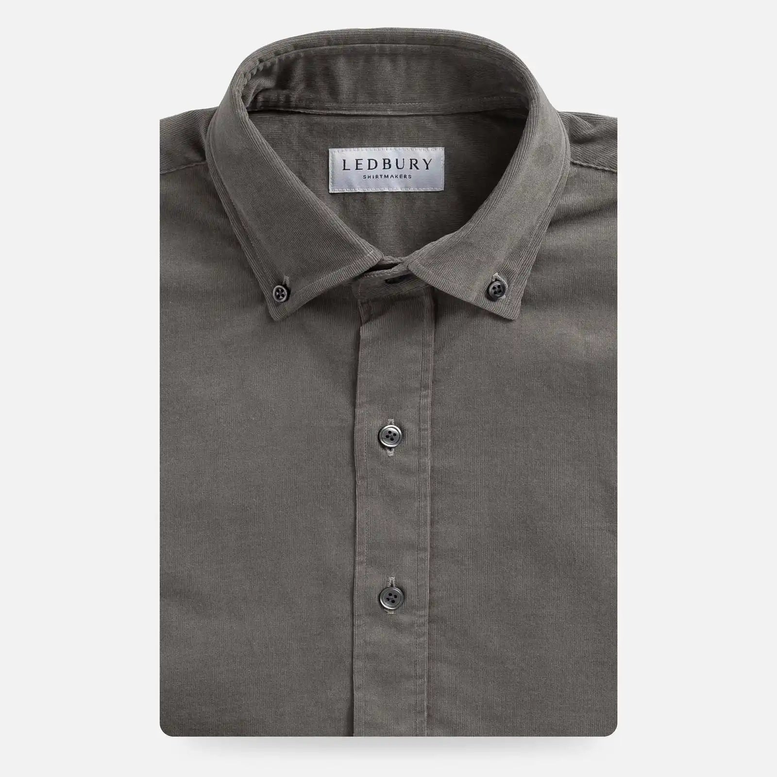 Steel Grey Foxcroft Corduroy custom shirt in midweight cotton micro cord - front view
