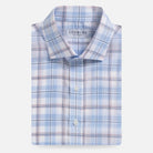 Sky blue plaid Tencel shirt front view - Ledbury Alta custom casual shirt