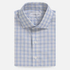Light blue check custom dress shirt front view - Ledbury Chamlin poplin shirt