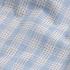 Light blue check poplin fabric close-up - 100% cotton Chamlin shirt texture