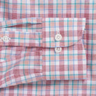 Watermelon Winstead Plaid Custom Shirt sleeve detail - lightweight poplin fabric with bold plaid pattern