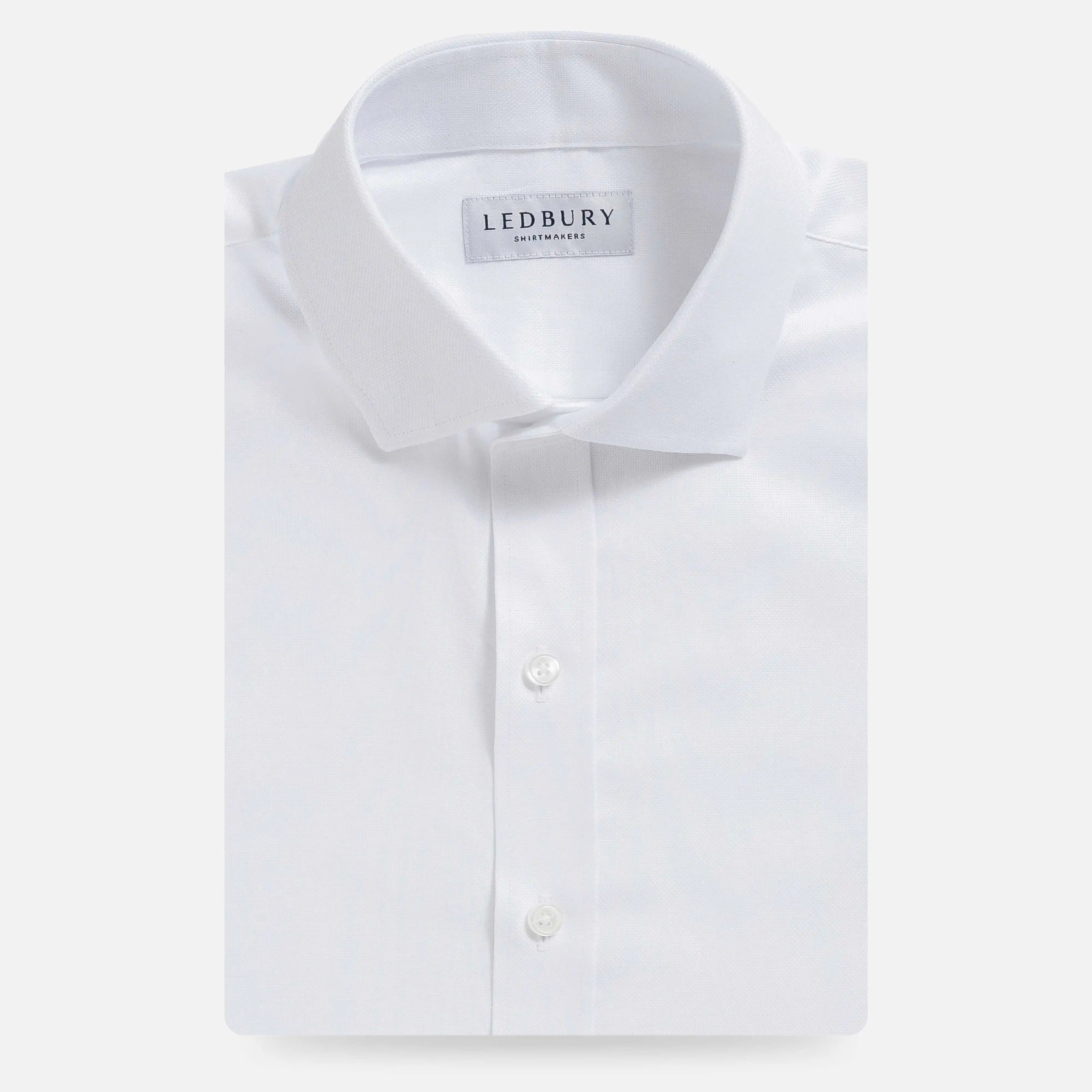 The White Brenton Royal Oxford Custom Shirt Custom Dress Shirt- Ledbury