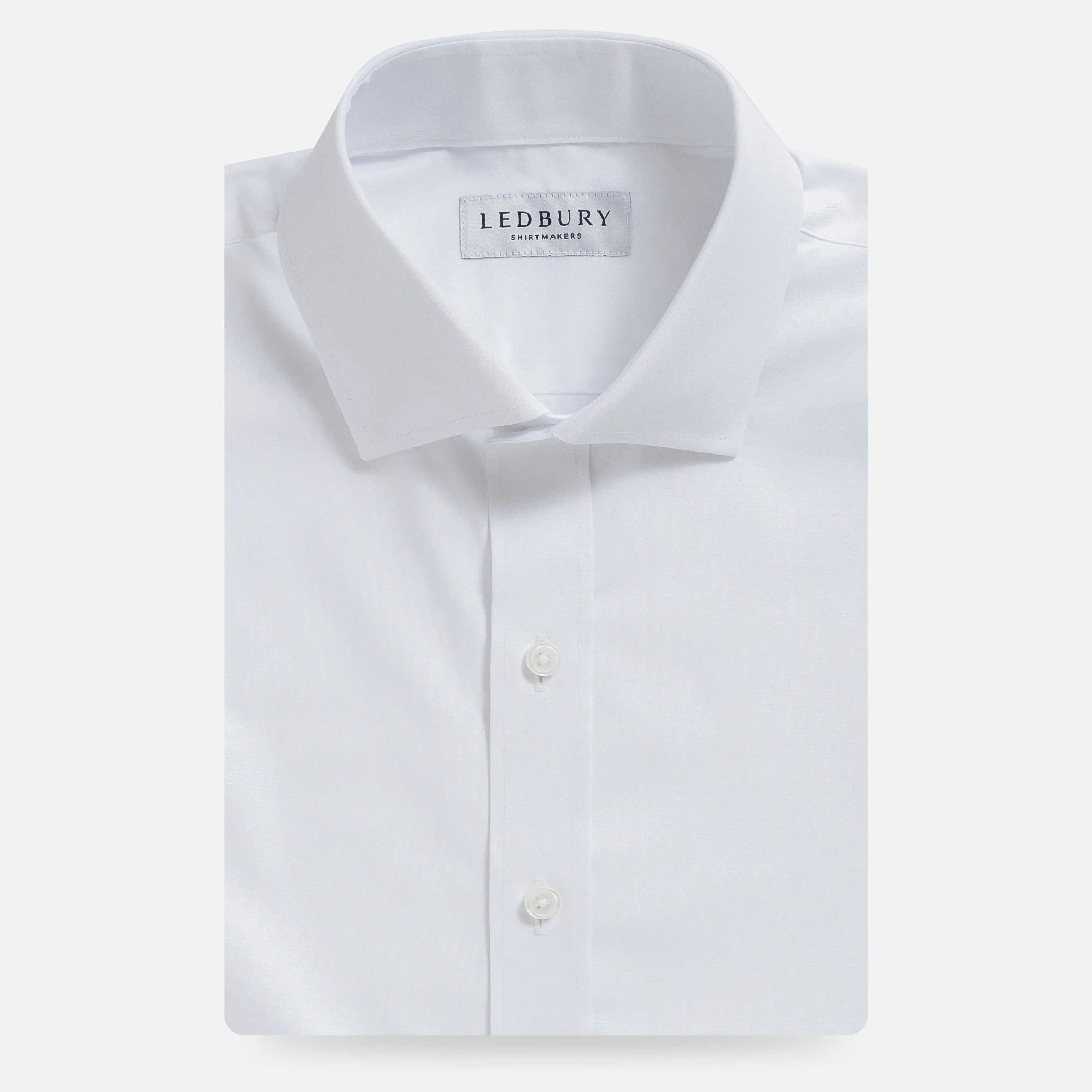 White Duval Pinpoint Oxford custom dress shirt - Ledbury front view