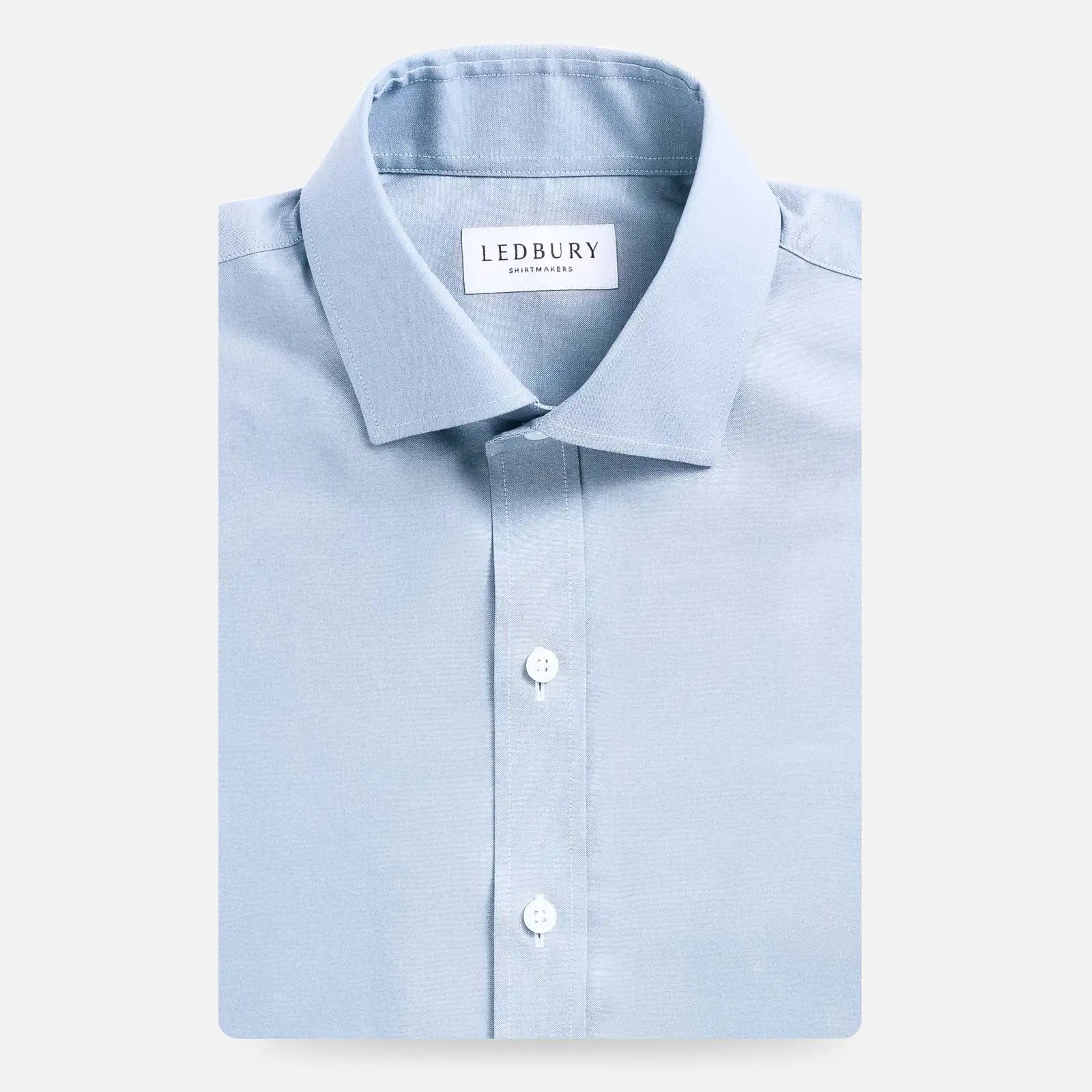 Light blue Duval Pinpoint Oxford custom dress shirt - Ledbury front view