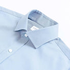 Light blue Duval Pinpoint Oxford shirt collar detail - semi spread quint collar close-up