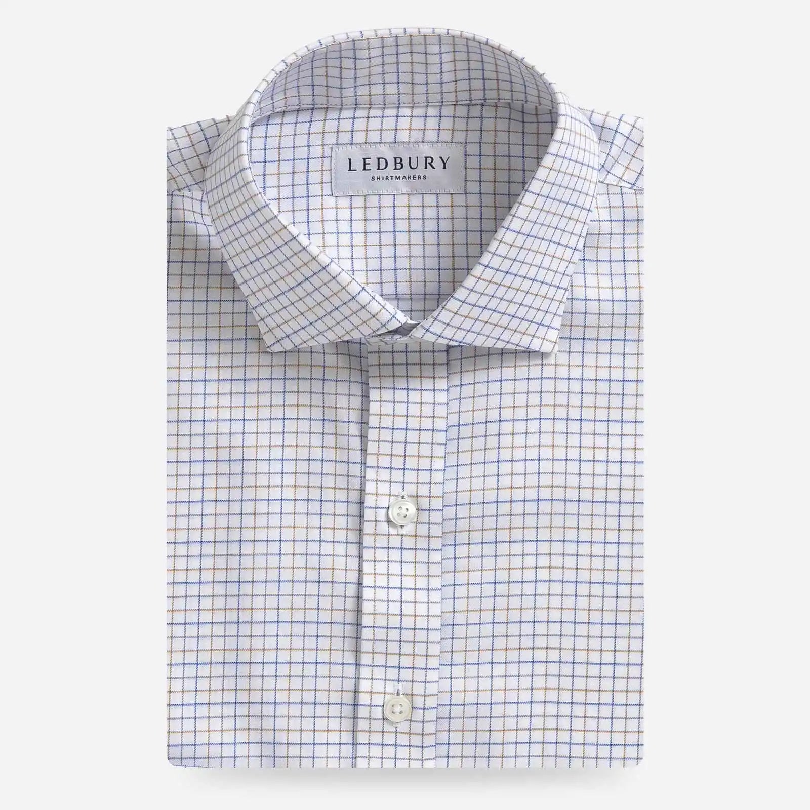 The Blue Taft Check Custom Shirt Custom Dress Shirt- Ledbury