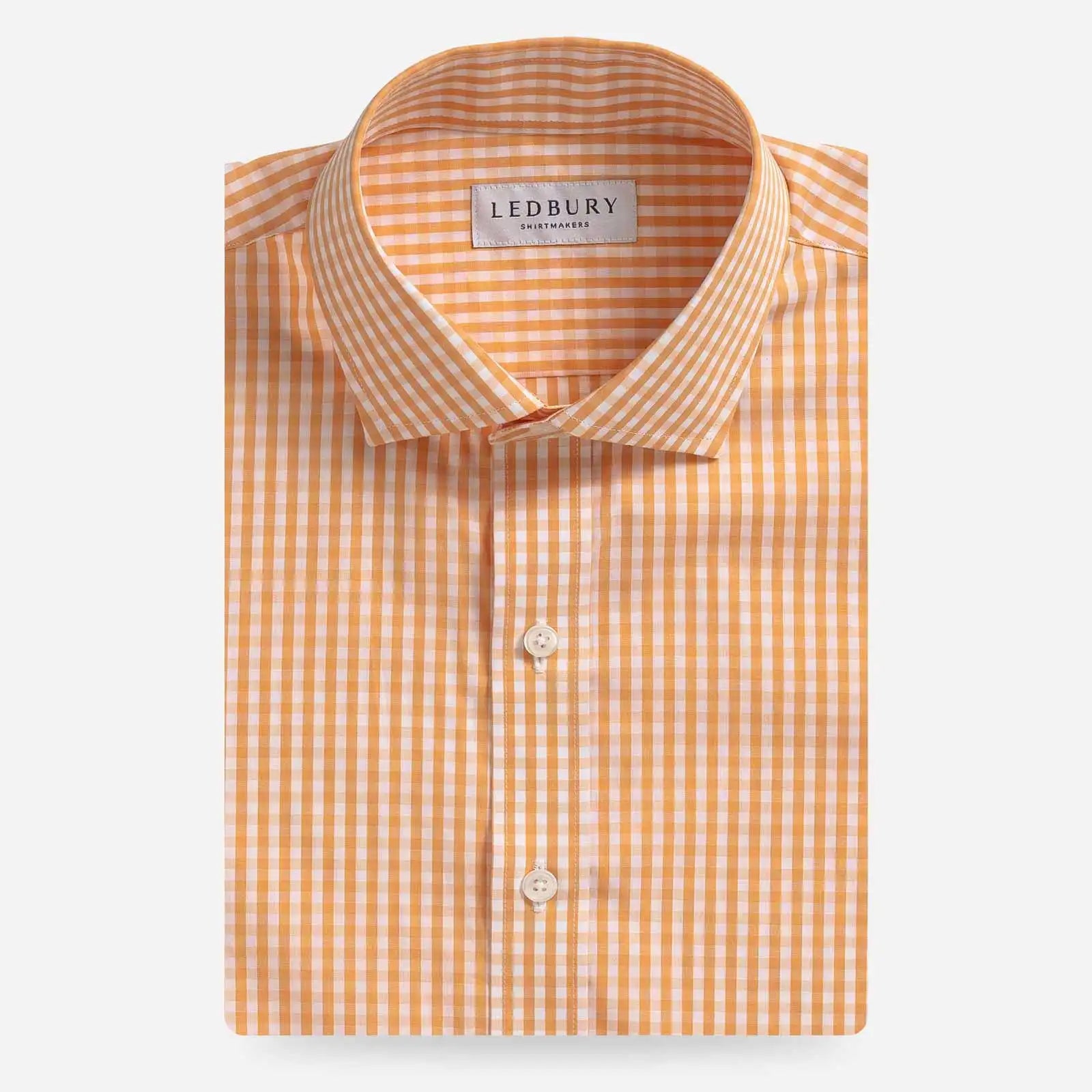 The Tangerine Plover Gingham Custom Shirt Custom Dress Shirt- Ledbury