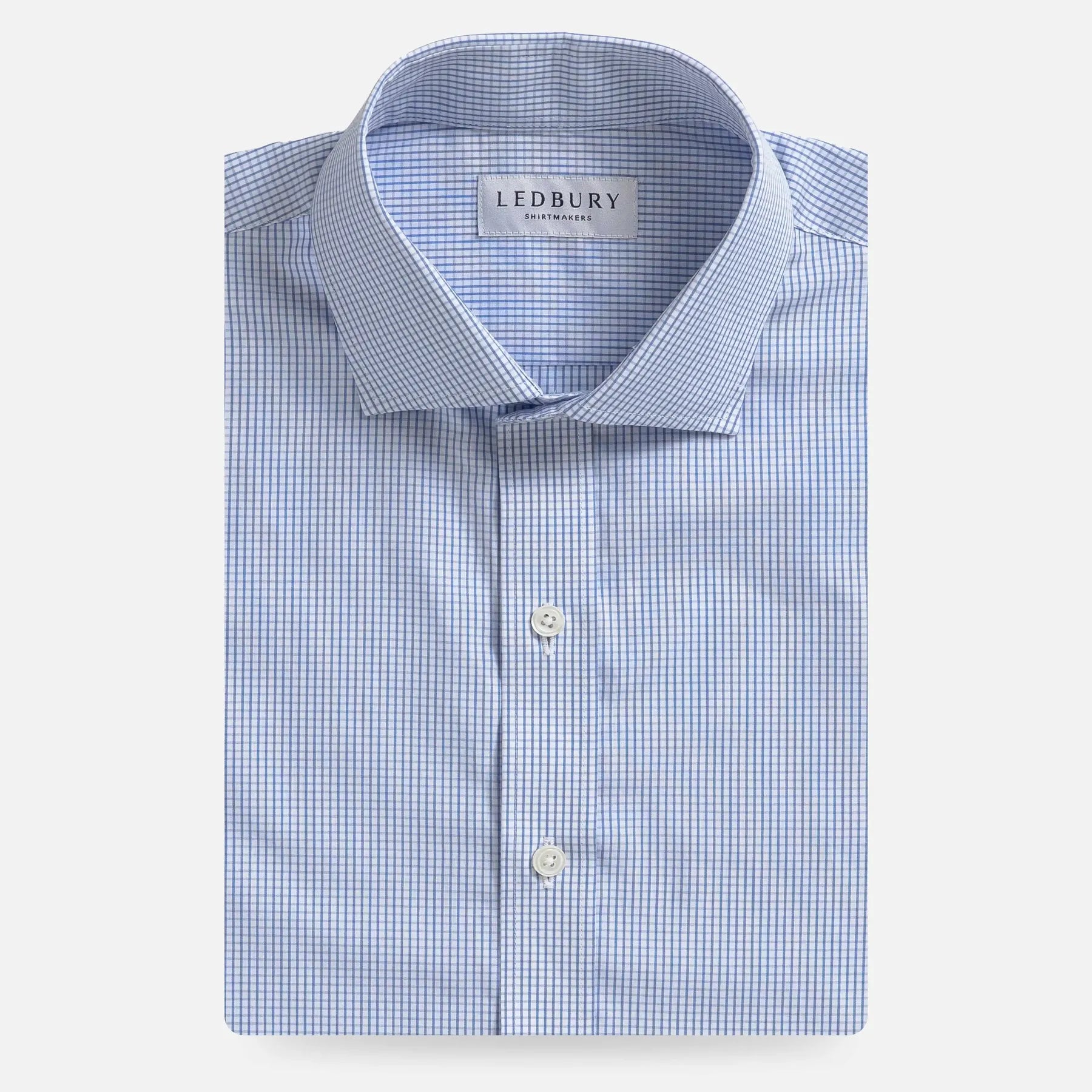 The Blue Ellair Micro Check Custom Shirt Custom Dress Shirt- Ledbury
