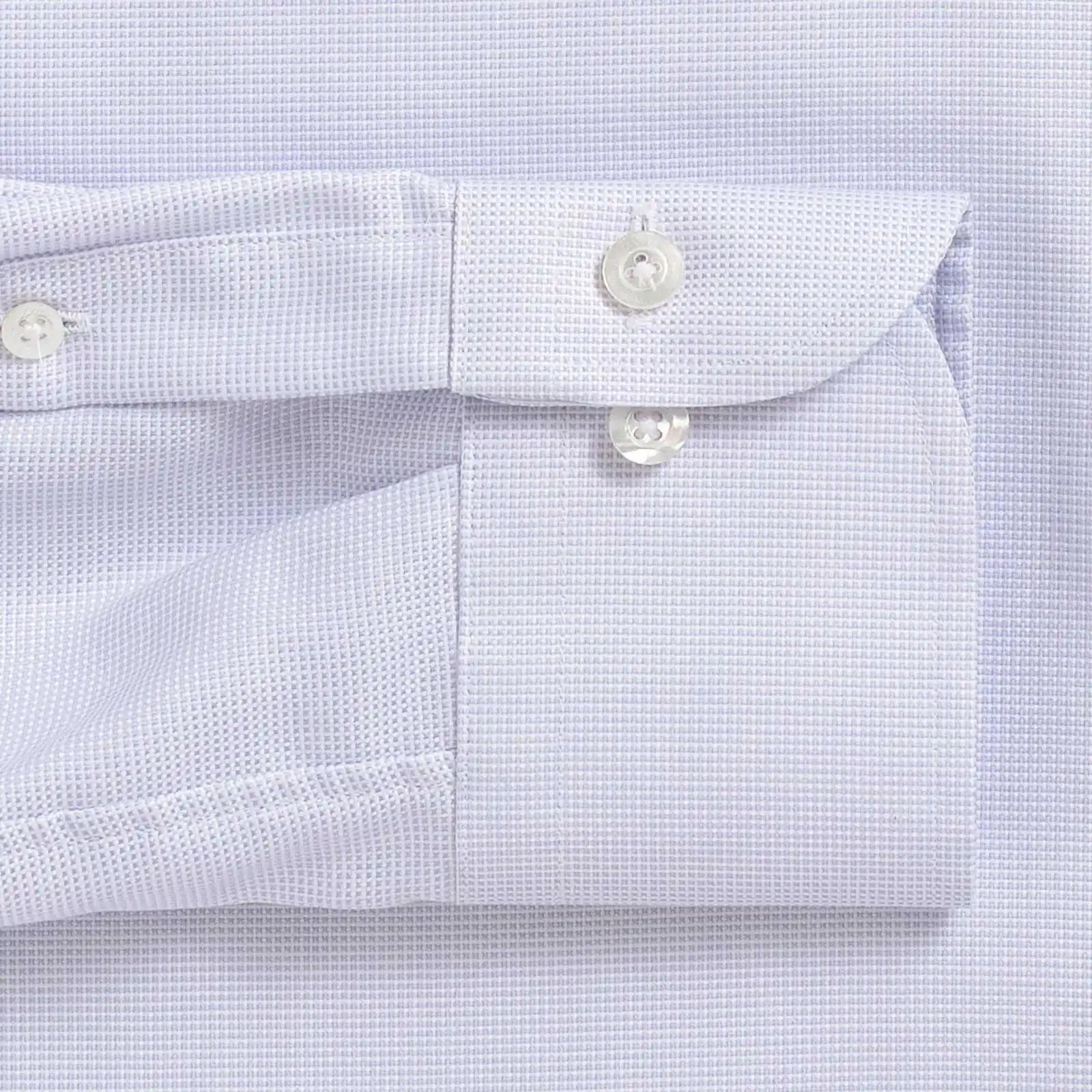 Conwell Royal Oxford shirt sleeve detail - lavender dress shirt with mother-of-pearl buttons