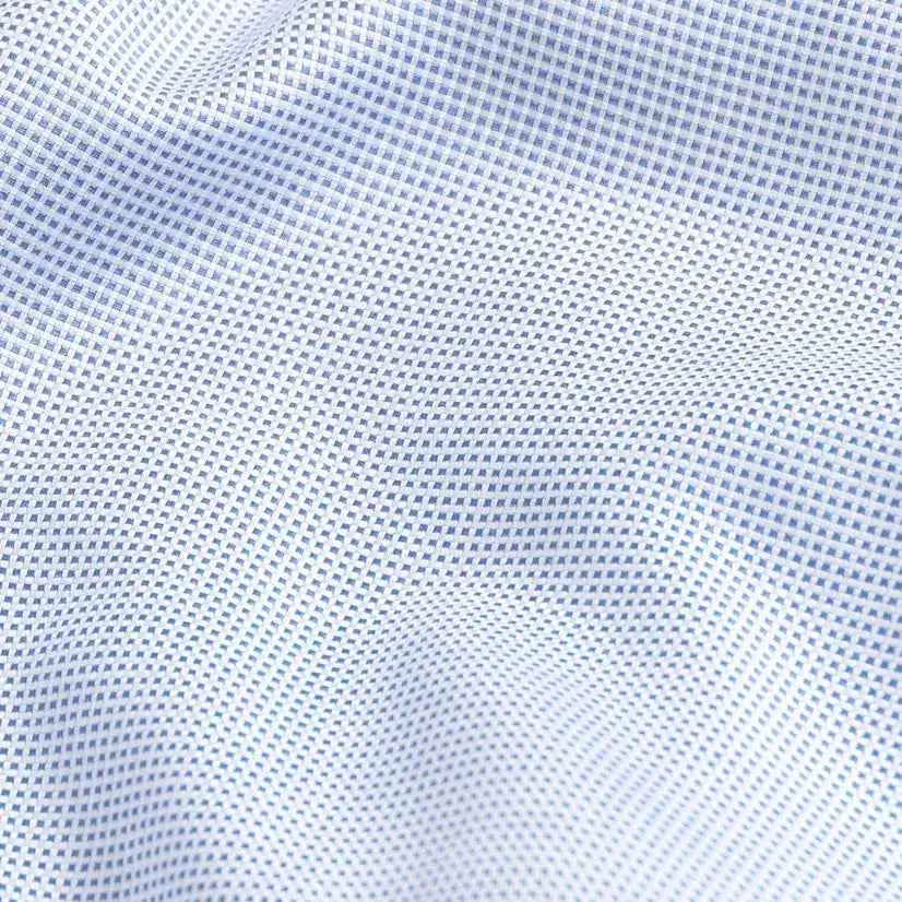 Blue royal oxford fabric close-up - Ledbury Conwell mid-weight 100% cotton shirting