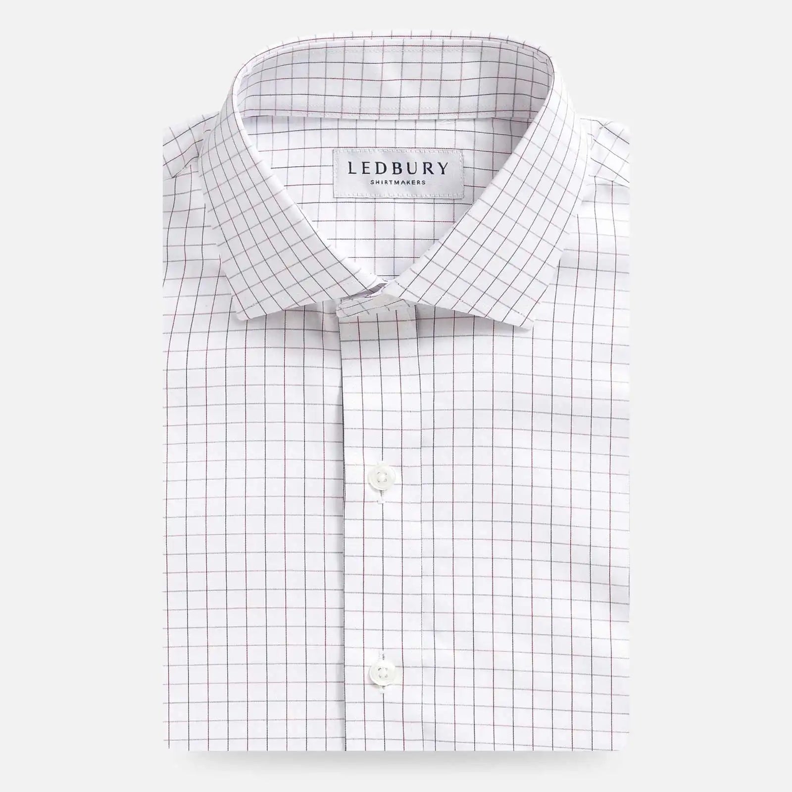 Red windowpane twill custom dress shirt with Italian fabric - Ledbury Sadler collection