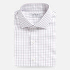 Red windowpane twill custom dress shirt with Italian fabric - Ledbury Sadler collection
