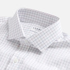 Windowpane pattern dress shirt collar detail - custom fit guaranteed to fit perfectly