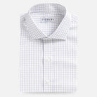Blue windowpane twill custom dress shirt with Italian fabric - Ledbury Sadler collection