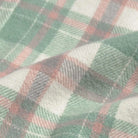 Norland Flannel fabric swatch - 100% cotton brushed herringbone in soft cream sage and pink plaid
