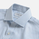 Burrell Twill shirt styled - light blue micro check with refined drape