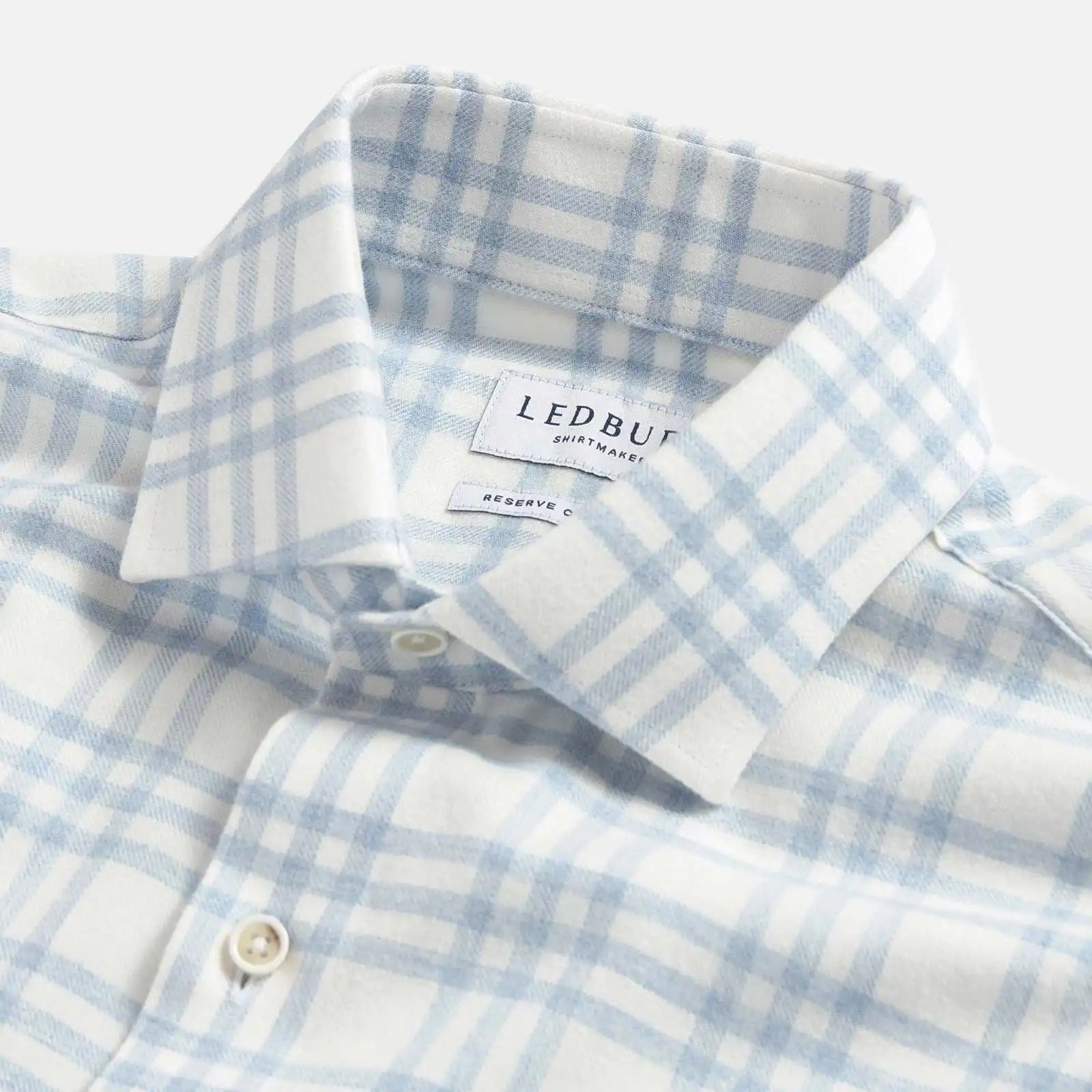 Arcadian brushed cotton shirt styled - soft blue check on white base