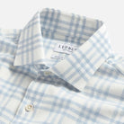 Arcadian brushed cotton shirt styled - soft blue check on white base