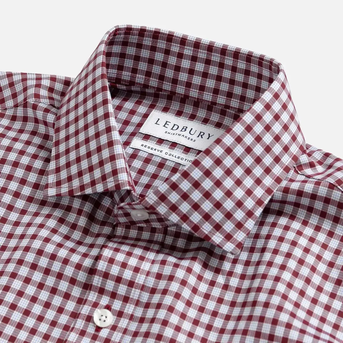 Britton Twill shirt styled - red check pattern with refined drape