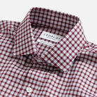 Britton Twill shirt styled - red check pattern with refined drape