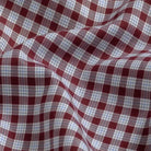 Red check fabric close-up - Ledbury Britton Thomas Mason twill