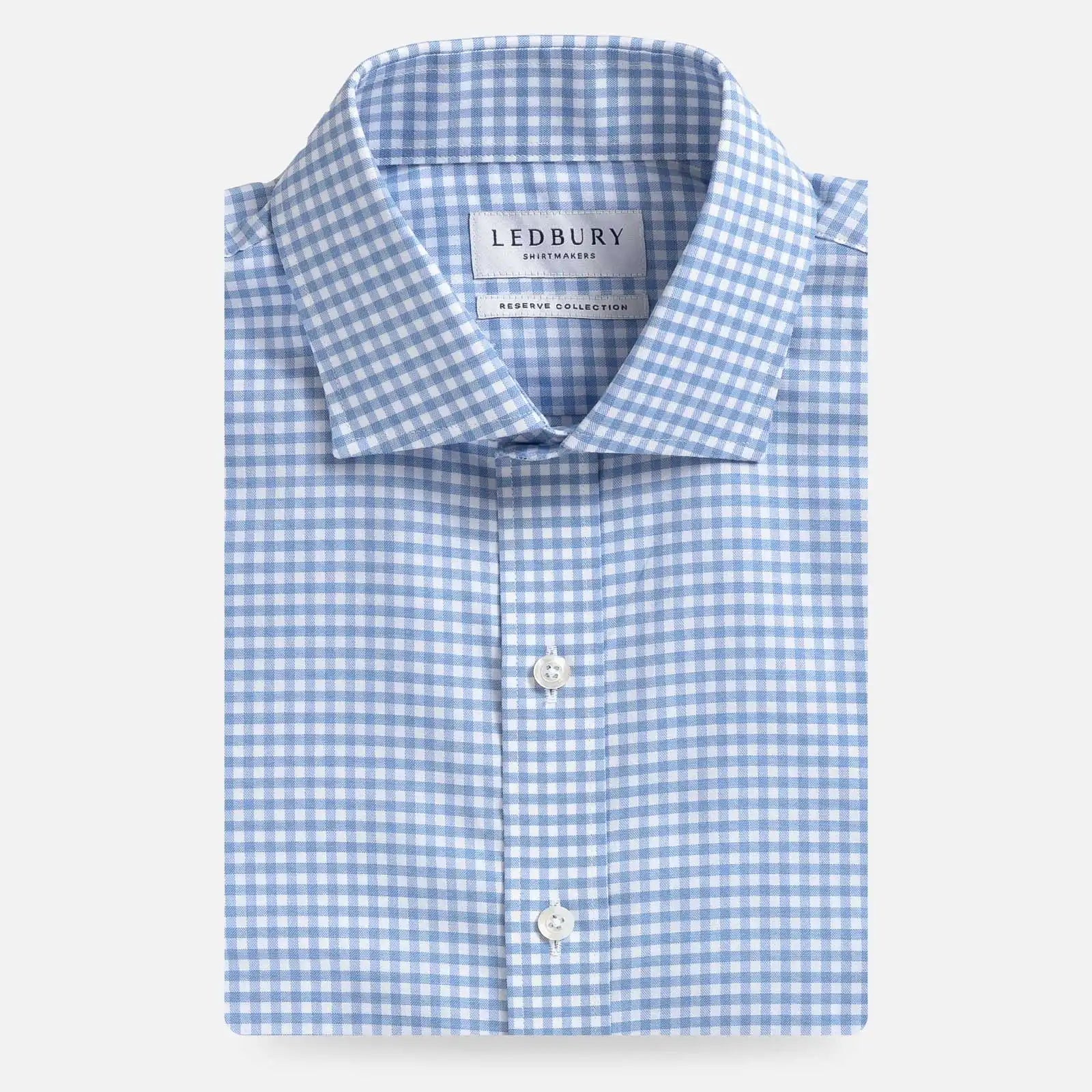 Light blue gingham dress shirt - Ledbury Britton Thomas Mason twill