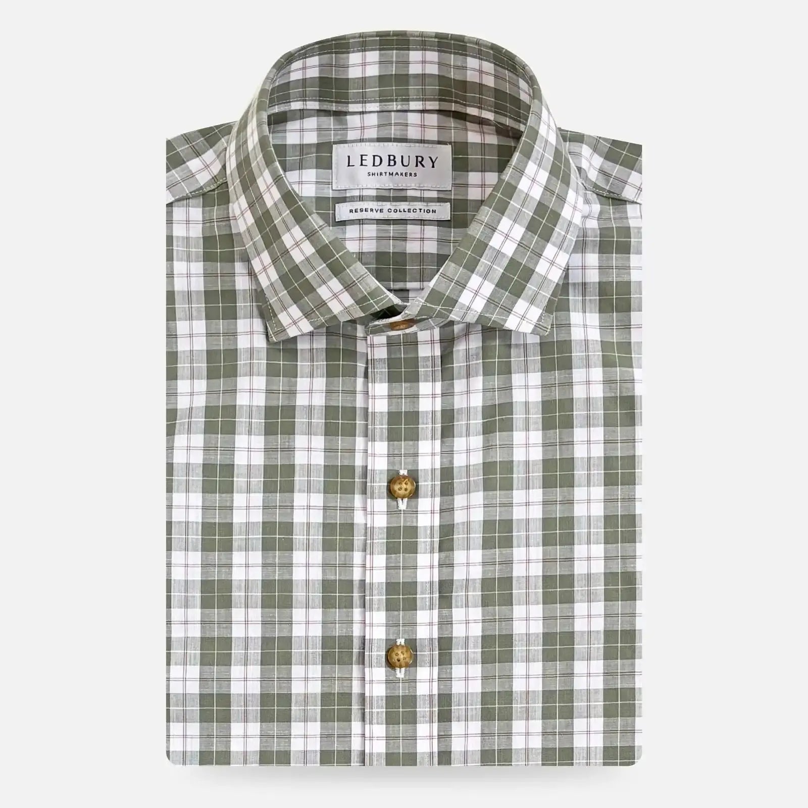 Soft olive plaid casual shirt - Ledbury Erwood Albini-woven lightweight poplin