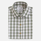 Soft olive plaid casual shirt - Ledbury Erwood Albini-woven lightweight poplin