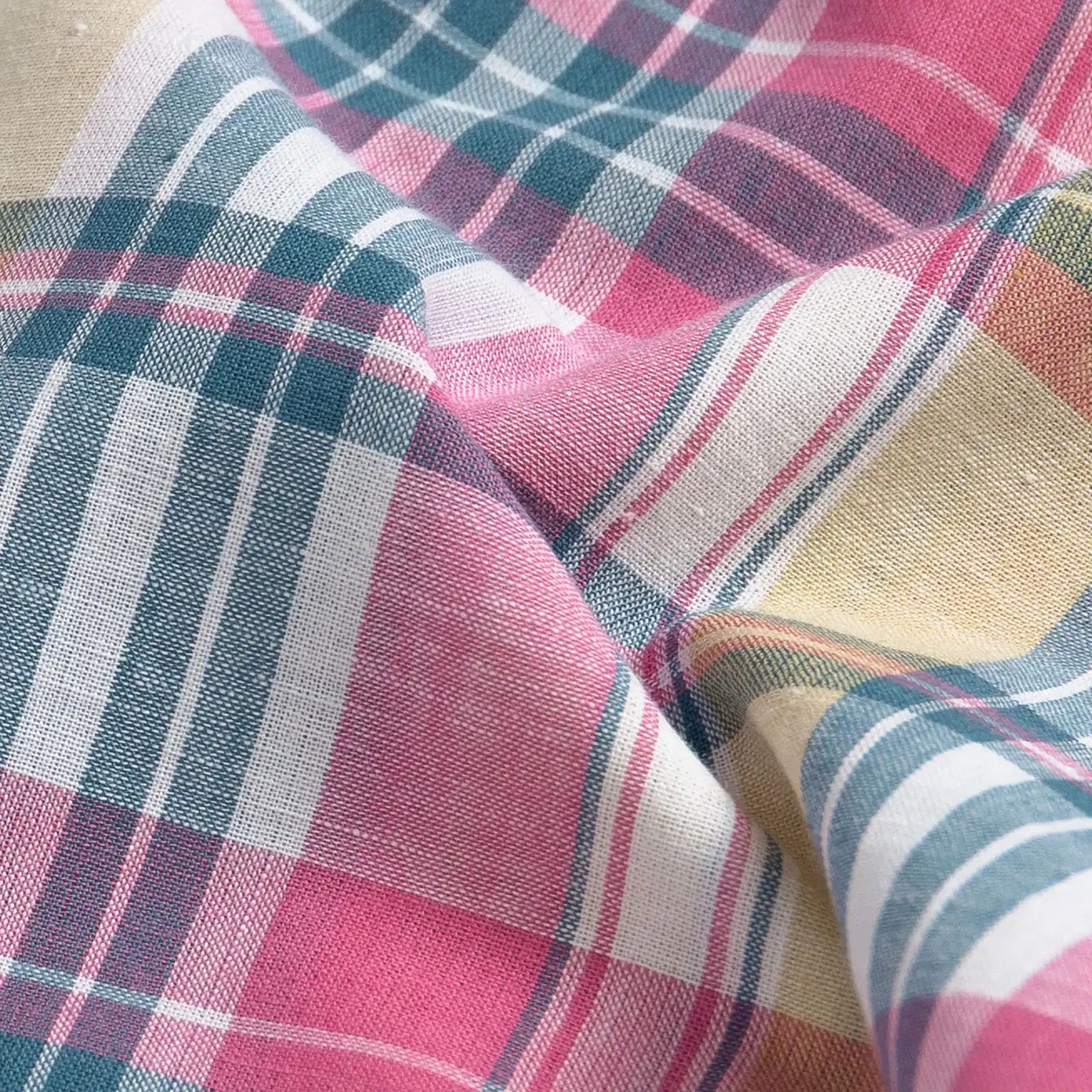 Ledbury Pink Leclair Madras Plaid shirt — madras cotton fabric detail