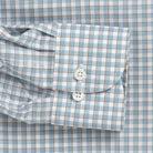 Sky blue Newhall check shirt sleeve detail - customizable lengths for perfect fit