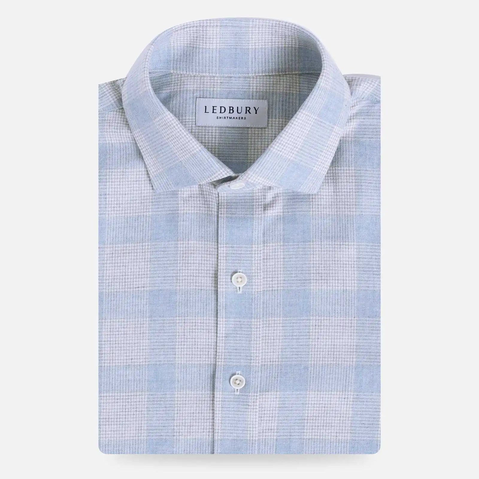 Grey blue Slaton plaid houndstooth dress shirt - sophisticated pattern with premium fabric