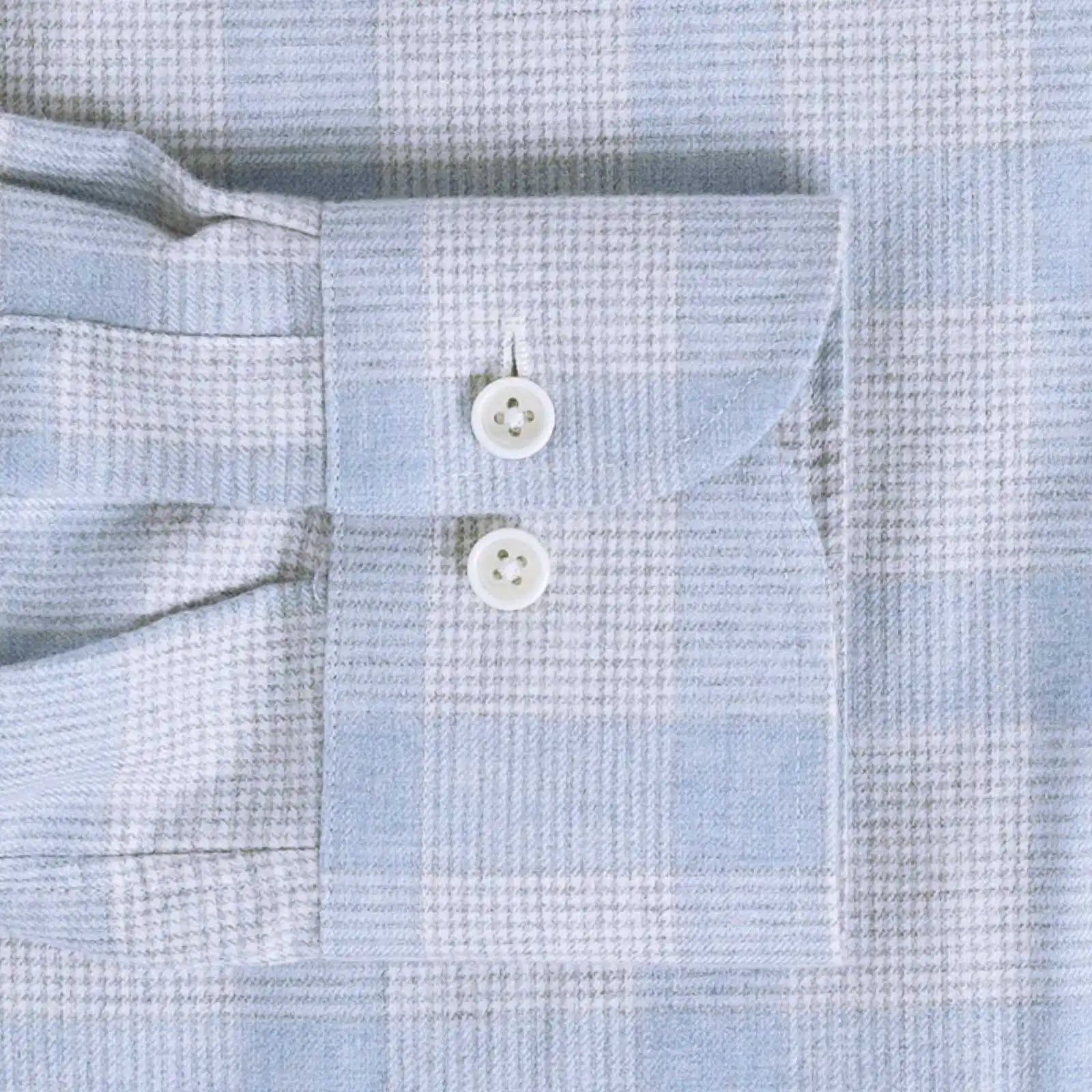 Grey blue Slaton plaid shirt sleeve - precision construction with adjustable lengths