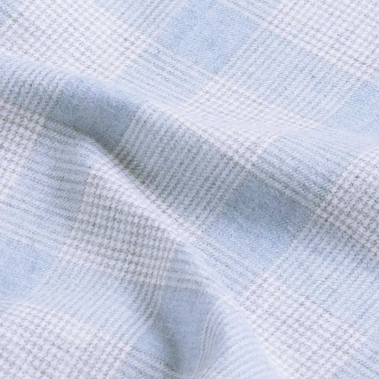 Grey blue Slaton plaid houndstooth fabric - luxurious textured weave in blue-grey tones